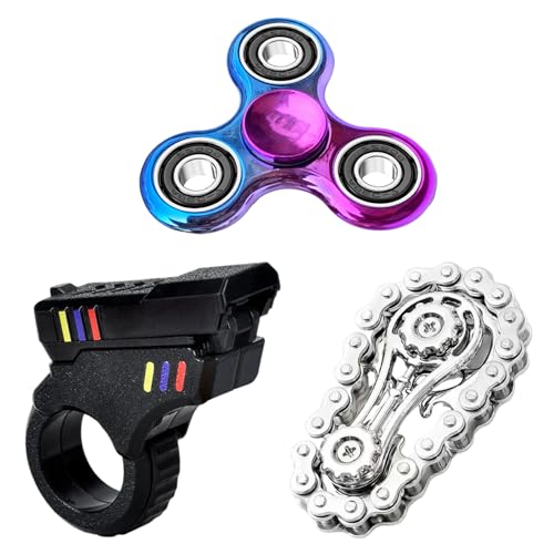 ZXTGBQ 3 Stück Zahnräder Fidget Kette Coole Montage Hand Fidget Toy Metall Kettenrad Kette Fidget Spielzeug Neuheit Stress Relief Hand Spinner für Kinder Erwachsene Kinetisches Geschenk