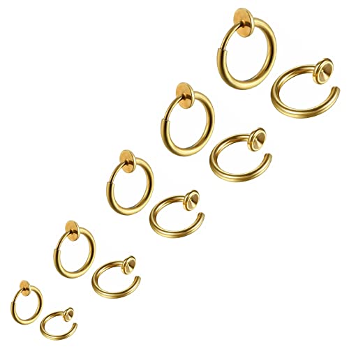 Bo Win 5 Paare Set Edelstahl Männer Gold Clip Ohrringe Ohne Ohrlöcher Herren Damen Mädchen Kinder Non-Piercing Klein Ohrclips Creolen Gold Ohrringe Magnet Ohrringe Ohne Ohrloch Ohrklemme Ohrklipser