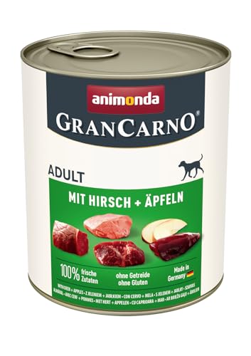 animonda GranCarno Adult Hundefutter Nass Nassfutter für Hunde erwachsen mit Hirsch Äpfeln 6 x 800 g