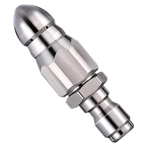 1 4  Hochdruckreiniger Edelstahl Drain Jet Düse Reinigungsrohr Abflussdüse Mit 6 Hinten 1 Vorwärtsloch Kanal Abflussreinigung Industrielle Rohr Rohrreinig