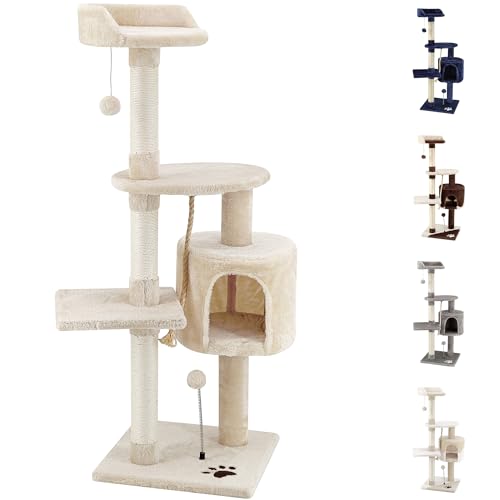 Beltom Kratzbaum Katzenkratzbaum Kletterbaum Katzenbaum Katzen Spielbaum 112 cm. - Beige