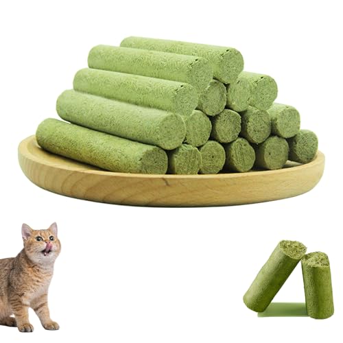 Katzengras Sticks 220g Gefriergetrocknet Katzengras Snack Kätzchengras-Beißstäbchen Katzenminze Stick Kauspielzeug Katze Zur Zahnpflege Zahnreiniger Haarballenentfernun Steigerung des Appetits