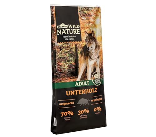 Dehner Wild Nature Hundefutter Unterholz Trockenfutter getreidefrei zuckerfrei für ausgewachsene Hunde Wildschwein 12 kg