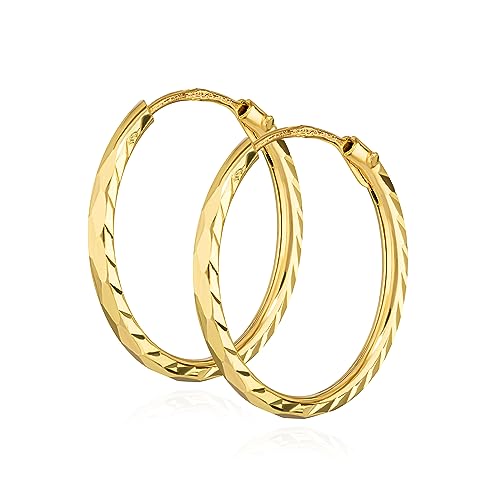 NKlaus Paar 12mm Creolen 333 Gelbgold 8 Karat Ohrringe 1 1mm breites Damen Ohrschmuck 14799