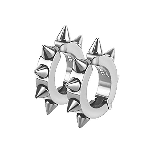 Creolen Clip Ohrringe Edelstahl Spikes Stacheln Herren Damen Gothic Punk silber