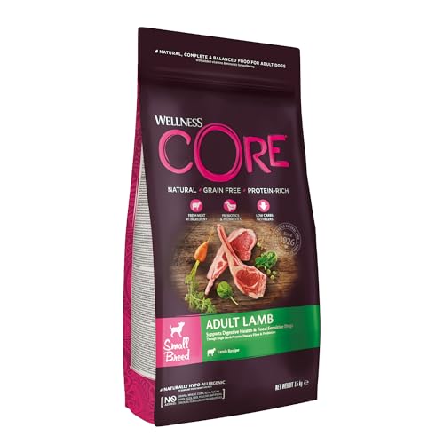 Wellness CORE Lamb 1.5 kg Lamm Hundefutter Trocken für Hunde Kleiner Rassen getreidefrei natürlich hypoallergen proteinreich hoher Fleischanteil unterstützt eine gesunde Verdauung