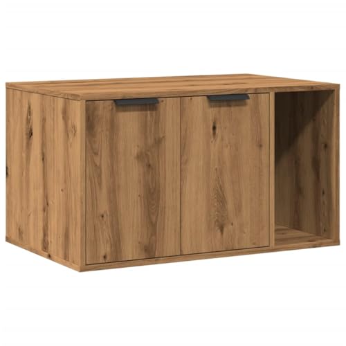 vidaXL Katzenklo Schrank Katzenschrank Katzentoilette Beistelltisch Katzenhaus Katzenmöbel Verstecktes Design Artisan-Eiche Holzwerkstoff