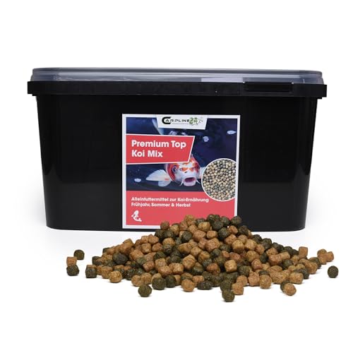 Carpline24 Premium Top Koi Mix 9kg 3mm - Hochwertiges Koifutter mit Astaxanthin Proteinreiches Fischfutter für Gesunde Farbenprächtige Teichfische