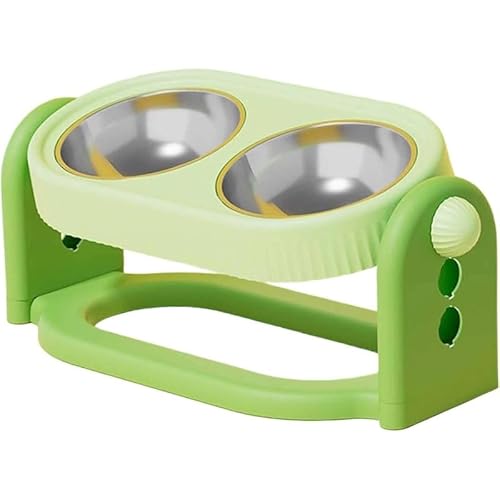 Tubayia Erhöhter geneigter Katzennapf erhöhter Futter- und Wassernapf aus Edelstahl Hundenapf dreifach höhenverstellbar für die Tränke im Haushalt GrÜn