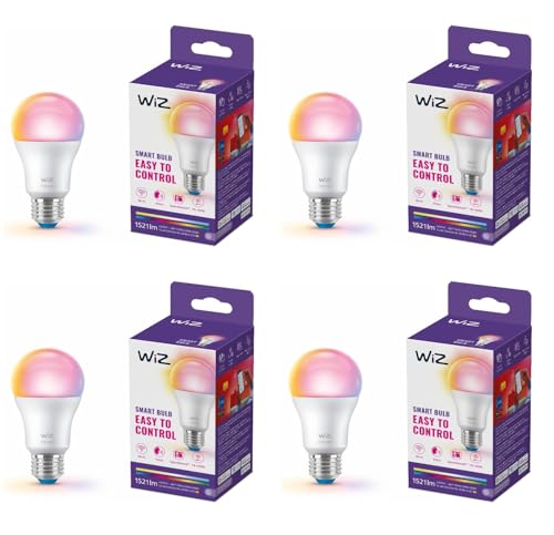WiZ 4 x Wi-Fi BLE 100 W A60 E27 RGB-Smart-Leuchtmittel dimmbare LED 16 M Farben App- und Sprachsteuerung funktioniert mit Alexa Google Home und Apple HomeKit