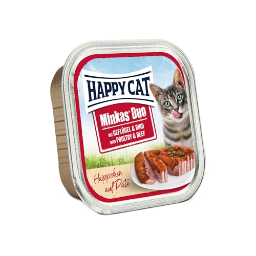 Happy Cat Pate auf Häppchen Geflügel Rind 12er Pack 12 x 100 g