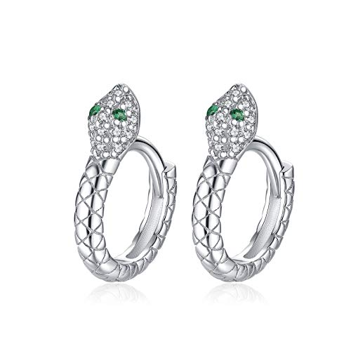 Qings Sterling Silber Schlangen Creolen Ohrringe Mini Creolen Silber 925 Snake Earrings Zirkonia Tier Ohrringe Schlangen Schmuck für Mädchen Damen