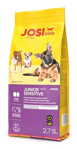 JosiDog Junior Sensitive 1 x 2 7 kg JUNIOR Premium Trockenfutter für wachsende Sensible Hunde Welpenfutter ab der 8. Woche gut verträglich Powered by JOSERA Hundefutter 1er Pack