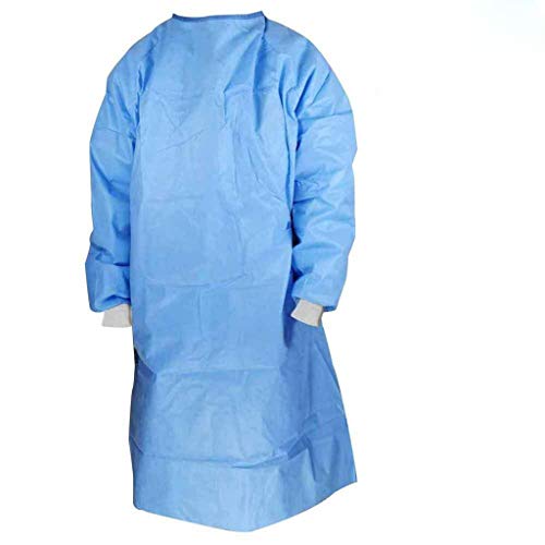 CRE87 1 10 20 Stück Mann Frauen Schutzanzug Mehrweg Isolationskittel Medizin OP Kittel Staubdicht Antibeschlag Wasserdicht Staubfreie Arbeitskleidung A Blau 1PC L