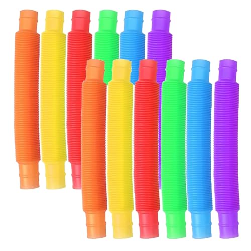 AEIOPRS 12 pcs Pop Tubes Mini Pop Tube Toys Buntes Spielzeug für Erwachsene und Kinder um Stress und Ängste abzubauen