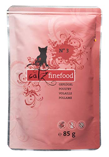 catz finefood N 3 Geflügel Feinkost Katzenfutter nass verfeinert mit Preiselbeeren Löwenzahn 1 x 85g Beutel