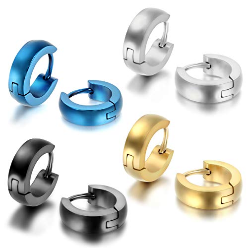 JewelryWe Creolen für Damen und Herren Kleine runde Huggie Ohrringe aus Edelstahl Geschenkideen Edelstahl
