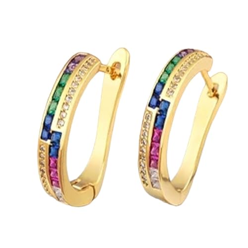 Jewelry Neue 2025 leichte Luxus-Kristall-Creolen in 6 Farben für Damen elegant mit Bling-Bling-Zirkonia vergoldet Ohrschmuck Geschenke für Sie Schmuck Modeaccessoires kreat