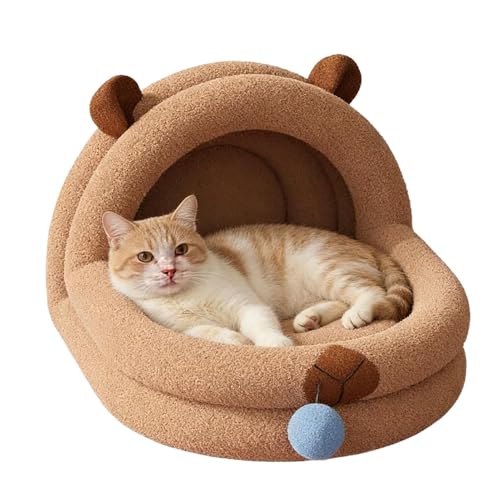 Generisch Katzenhöhle Beißfeste Haustierhöhle Mit Abnehmbarer Plüschkugel Weiches Plüsch Kätzchen Bett Für Wohnzimmer Schlafzimmer Boden Katze Frühling Sommer Herbst Winter