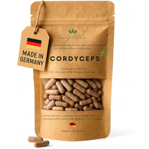 Cordyceps Kapseln 400mg 40% Polysaccharide Hochdosiert Laborgeprüft Reiner Cordyceps Sinensis Vegan in Deutschland produziert 60 Kapseln von sunny nature