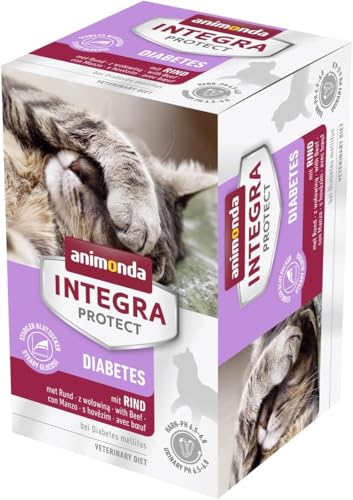 animonda INTEGRA PROTECT Diabetes mit Rind 6 x 100 g Katzennassfutter bei Diabetes mellitus Katzen Diätfutter für zuckerkranke Katzen Nassfutter ohne Zucker