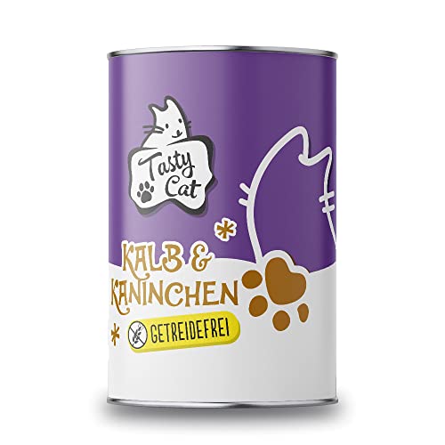 Tasty Cat Nassfutter für Katzen Kalb Kaninchen 6 x 400g. getreidefrei zuckerfrei