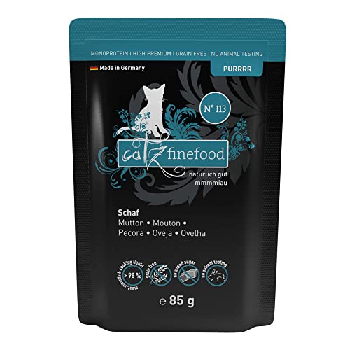 catz finefood Purrrr Schaf Monoprotein Katzenfutter nass N 113 für ernährungssensible Katzen 70% Fleischanteil 16 x 85 g Beutel