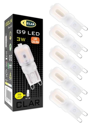 CLAR - G9 LED Warmweiß G9 LED LED G9 LED G9 Warmweiss Leuchtmittel G9 Halogen Leuchtmittel LED Halogen G9 G9 Halogen LED Steckbirnen G9 Leuchtmittel 3W Pack 5