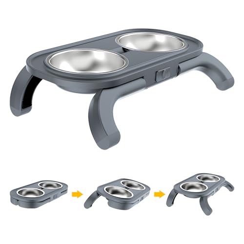 Carehabi Katzennapf Erhöht Hundenapf Erhöht gekippter Futternapf Katze mit rutschfesten Fußpads Fressnapf und Wassernapf-Set verhindert das Verschütten von Futter für Katzen und Hunde