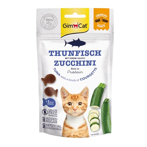 GimCat Crunchy Snacks Thunfisch Zucchini   Knuspriges und proteinreiches Katzenleckerli   1 Beutel 1 x 50 g