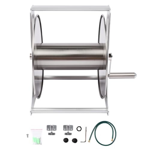 XTevu Schlauchaufroller-Rack Wandmontage-Schlauchhalter und Schlauchaufroller-Set automatische Wasserrohr-Aufbewahrungshalterung platzsparender Organizer US-Stecker