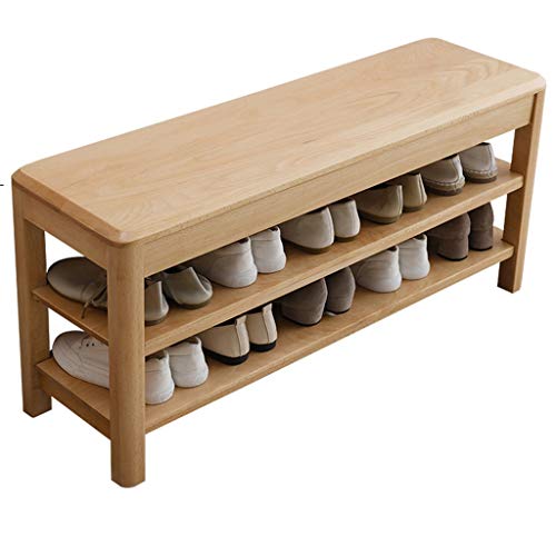 Schuhbank Eingang Buche Moderne Lagerung 2 stufig Sitzhocker Abnehmbares Regal einfaches Dekor für Wohnzimmer Flur Schlafzimmer Farbe Natural Color größe 60cm