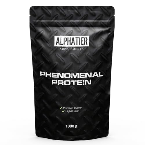 Alphatier Proteinpulver Erdbeere 1 kg - Eiweißpulver mit 81% Protein - Strawberry Eiweißshake ohne Whey Zucker Laktose - Eiweiß Pulver 1000 g