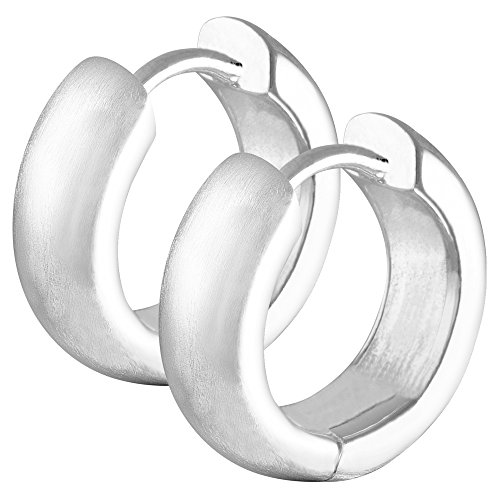 Vinani Damen Ohrringe 925 Silber - Klapp-Creolen Ohrring Set fÃ¼r Frauen rund glÃ¤nzend mattiert aus Sterling Silber 925 Ohrringe CYM