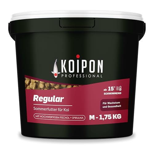 KOIPON Regular 1 75 kg Koifutter Sommer schwimmend 1% Spirulina Teichfutter 6 mm Pellets Koifutter als Goldfischfutter geeignet