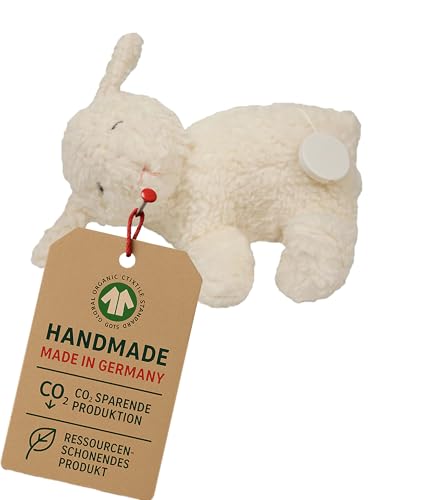 Efie Bio-Spieluhr Schäfchen 100 % Baumwollplüsch kbA Schurwollfüllung kbT handgefertigt in Deutschland GOTS-zertifiziertes Babyspielzeug - Melodie Sandmann lieber Sandmann