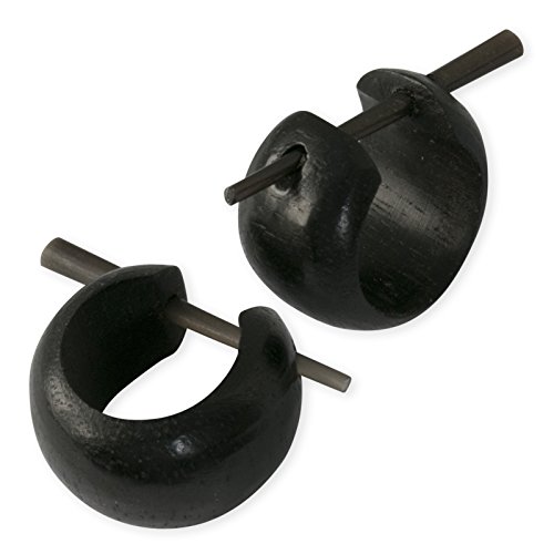 Fly Style Damen Ohrringe Creolen aus Holz - Kleine Kreolen aus Ebenholz - Natur Damen Schmuck