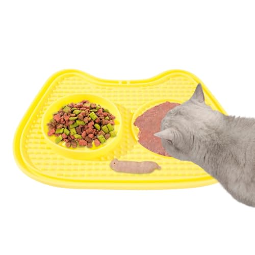 Fyrdyn Langsamfütterer Katzennapf   Anti Verschlucken Interaktive Kleine Saugnapf Schüssel Hauskatzen Verlangsamter Leckmatte Für Streifen Snacks Nass Trockenfutter
