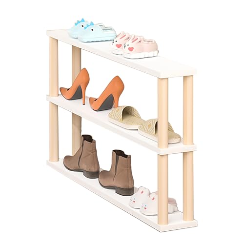 Schmales Schuhregal aus Holz platzsparend 3 Ebenen für Kinder und Erwachsene schlankes Design für Eingangsbereich und Flur 80 cm breit 20 cm Schichtabstand perfekte Aufbewahrungslösung für