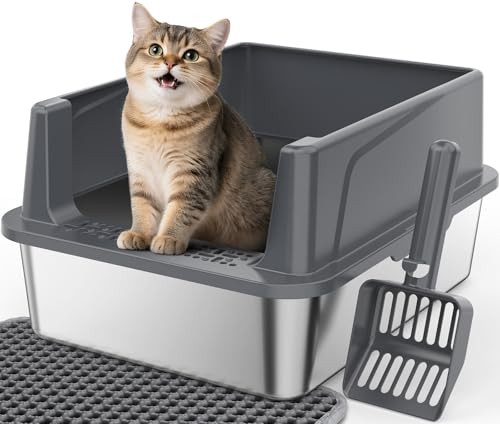 FURTIME   Hochseitige Metall für kleine Kitty Antihaft Geruchsresistent Anti Urinleckage Inklusive
