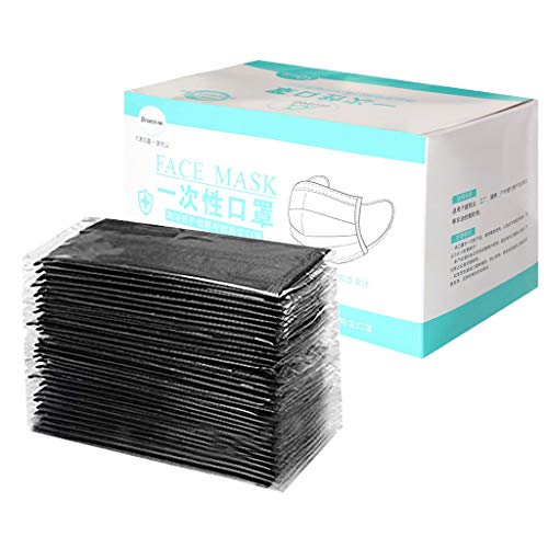 50 Stück Schwarz Einmal-Mundschutz Adult Atmungsaktive Disposable Mundbedeckung 50 schwarz