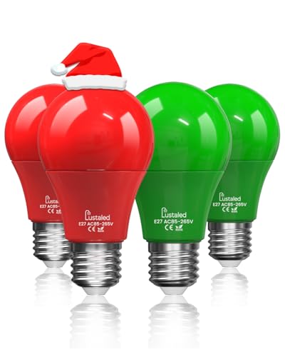 Lustaled Rot und Grüne Glühbirne E27 Farbige LED Glühbirne 9W A60 Golf Kugel Dekoration Glühbirne für Halloween Weihnachten Festival Licht Party Bar 4 Stück