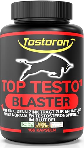 TOP TESTO BLASTER Zink für den Erhalt normaler TESTOSTERONSPIEGEL im Blut - 166 Kapseln - TRIBULUS MACA SCHWARZ Arginin Citrullin Cordyceps Ginseng - GESAMT 14 MEGA Inhaltsstoffe 1 Dose 1x134 1g