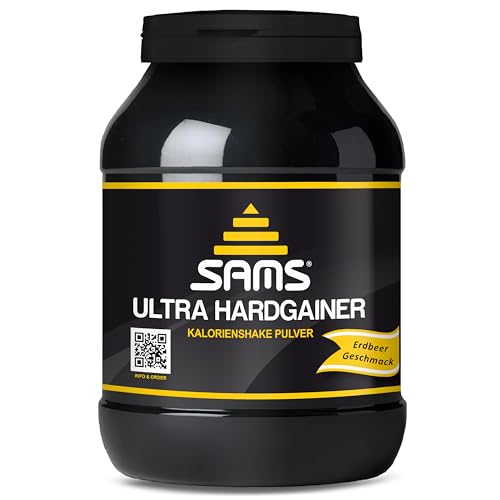 5000 Kalorien pro Tag Mass Weight Gainer mit Whey Protein Isolat Pulver Aufbaunahrung für maximale schnelle Gewichtszunahme Muskelaufbau Masseaufbau SAMS Ultra Hardgainer Erdbeere 1050g