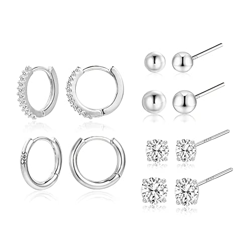  Ohrstecker ALEXCRAFT 6 Sterling für Huggie Diamant Zirkonia kugel Ohrstecker