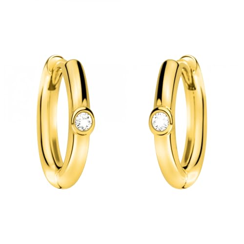 SOFIA MILANI - Damen Ohrringe 925 Silber - vergoldet golden mit Zirkonia Steinen - Zirkonia Creole - E2885