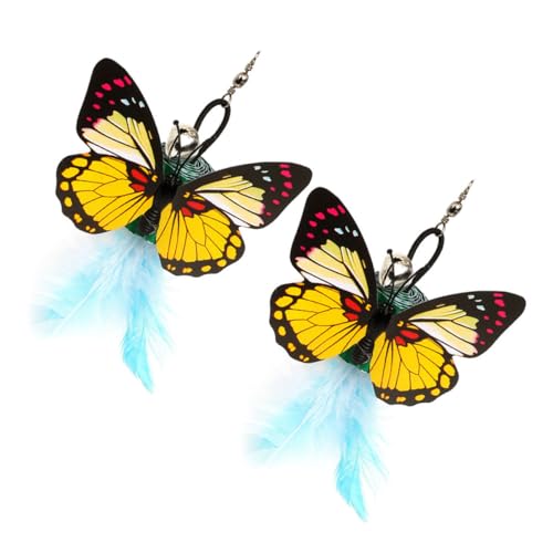 GRIRIW 2pcs Interaktive Katze Teaser Spielzeug Kätzchen Schmetterling-förmigen Spielzeug Pet Plume Spielzeug Katze Spielzeug