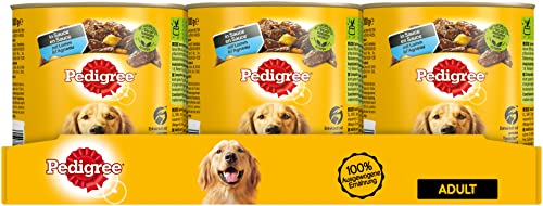 Pedigree Hundefutter Nassfutter saftiges Geschnetzeltes mit Lamm Gemüse und Nudeln in Sauce 12 Dosen 12 x 800g