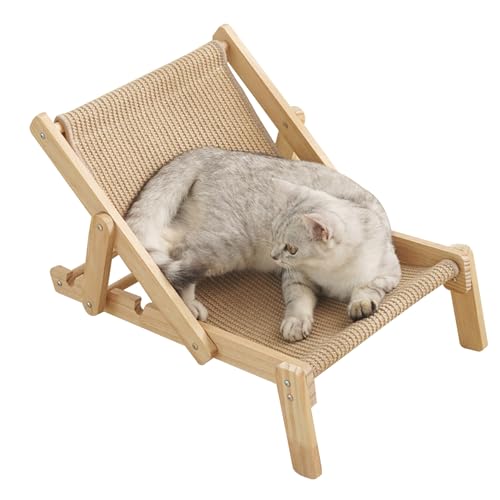 Amesor Erhöhtes Katzenbett - Erhöhter Katzen Sisal Stuhl Katzen Hängematte Katzen Sisal Bett Sicherer Und Bequemer Katzenkratzstuhl Kratzbett Mit Sisal Pad Katzenhängematte Für Kleine Tiere
