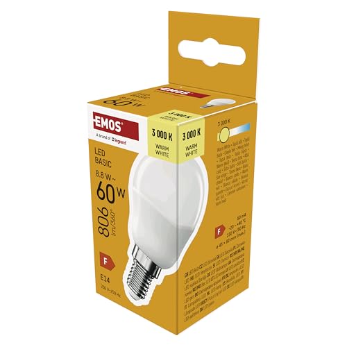 EMOS - LED-Lampe BASIC MiniGlobe - E14 Sockel - Warmweiß - 806 lm - 8 8W Ersatz für 60W Glühbirne - Lebensdauer 20 000 Stunden - Abstrahlwinkel 180 - CRI min. 80